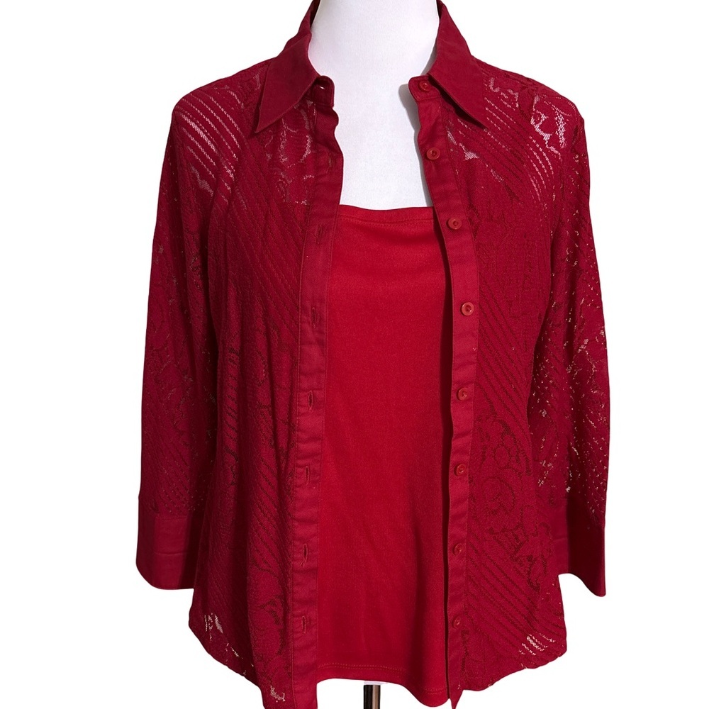 Coldwater Creek Red Lace Blouse & Tank Top